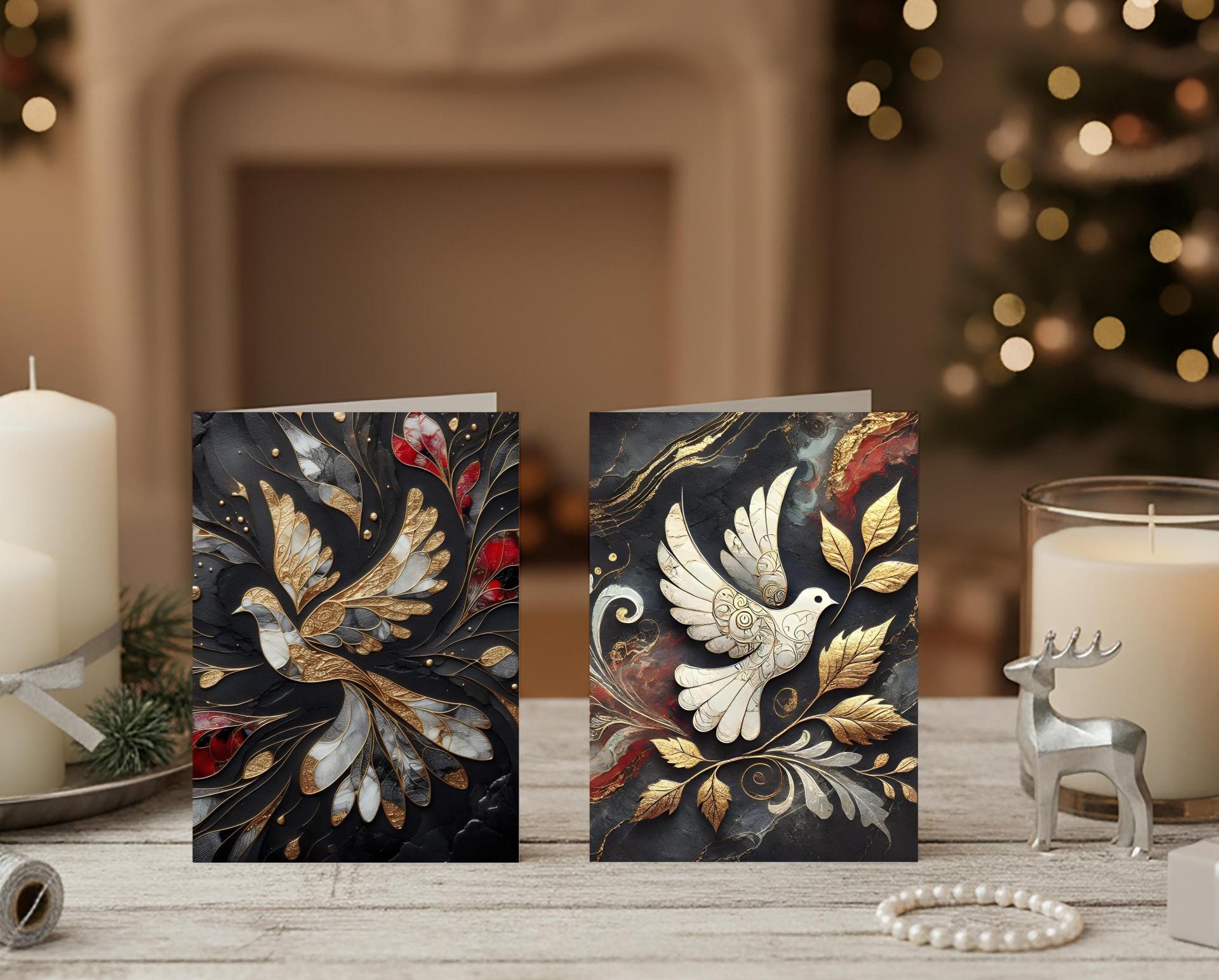 5 Pack, Dove of Peace, Holiday Greeting Cards, Bulk Pack of Christmas Gift Cards