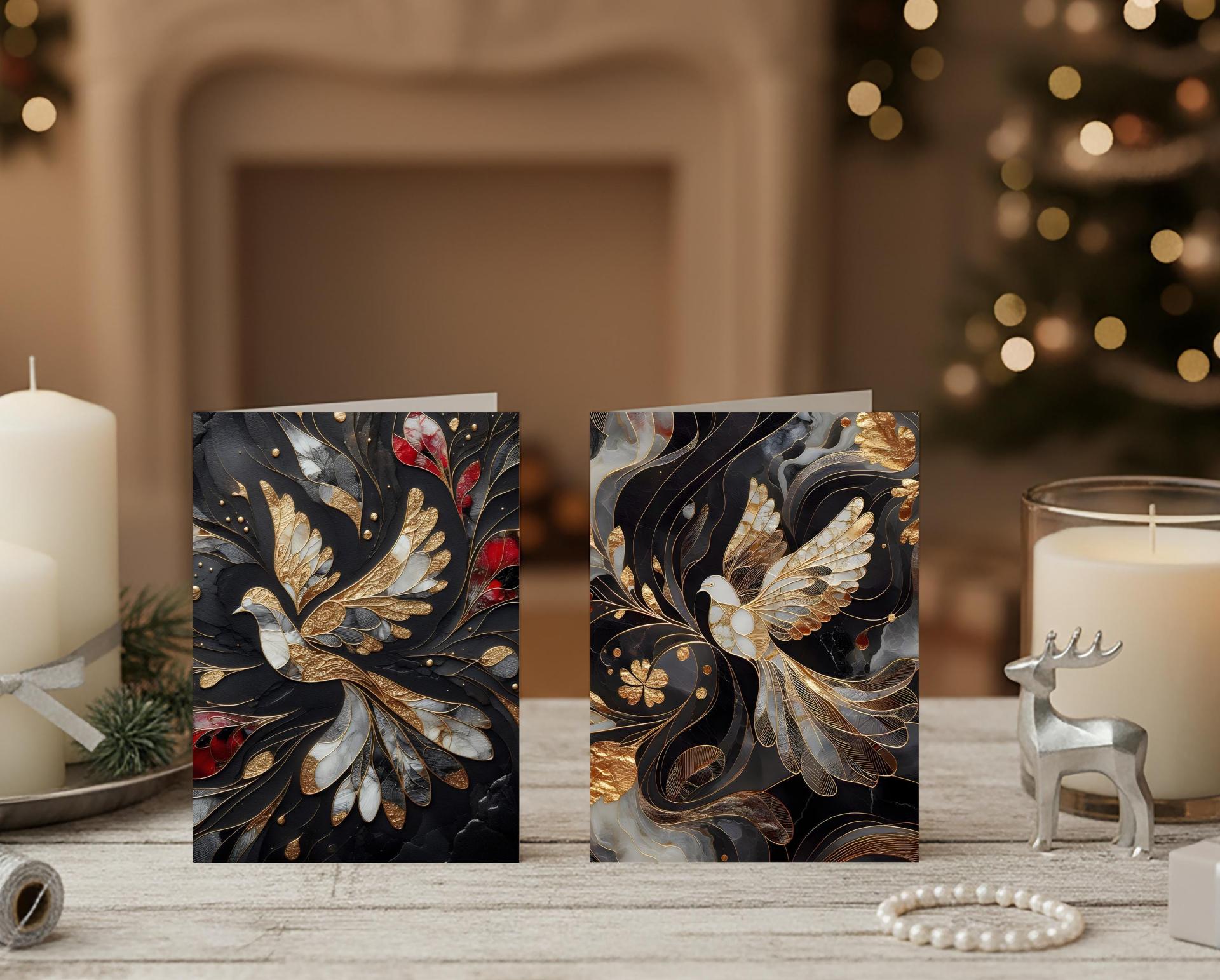 5 Pack, Dove of Peace, Holiday Greeting Cards, Bulk Pack of Christmas Gift Cards