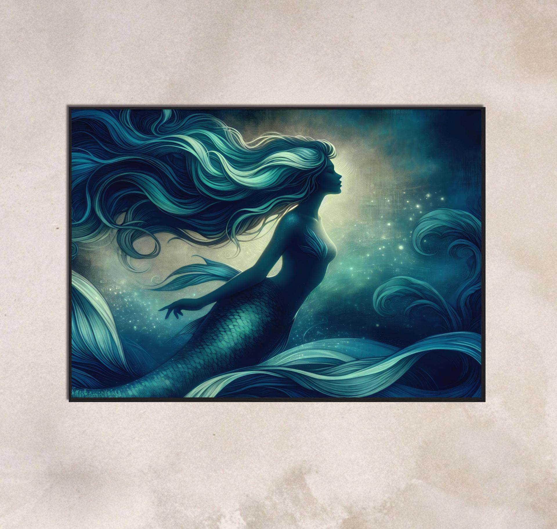 Mermaid Print - Framed or Unframed - Original Art - Print on Paper