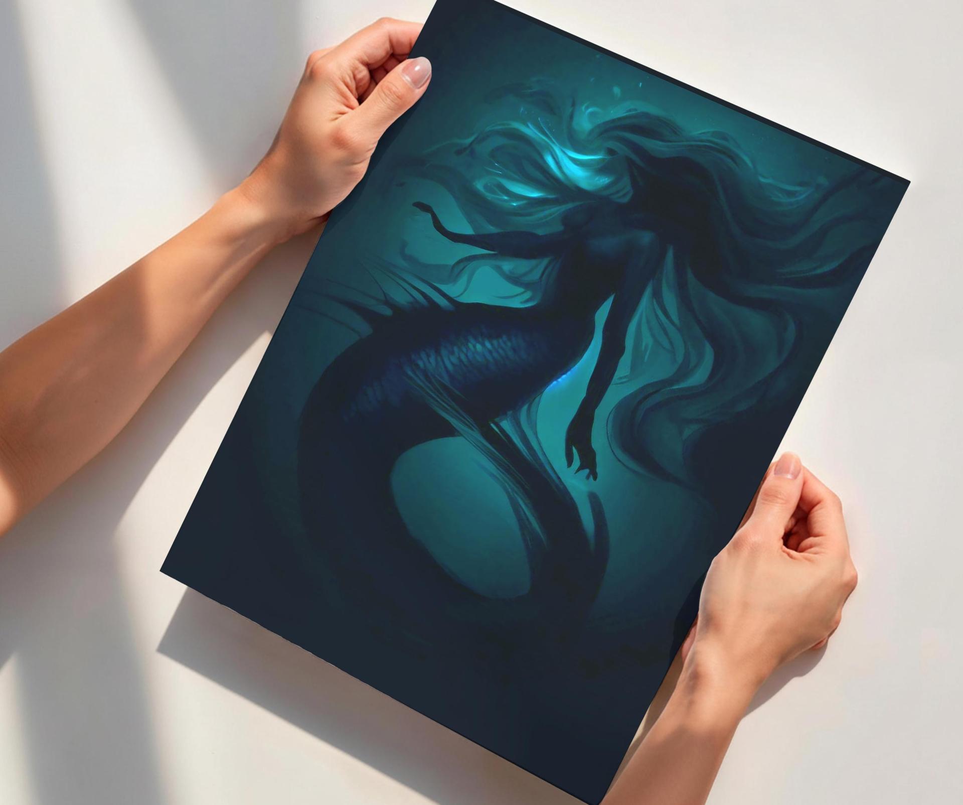 Mermaid Print - Framed or Unframed - Original Art - Print on Paper