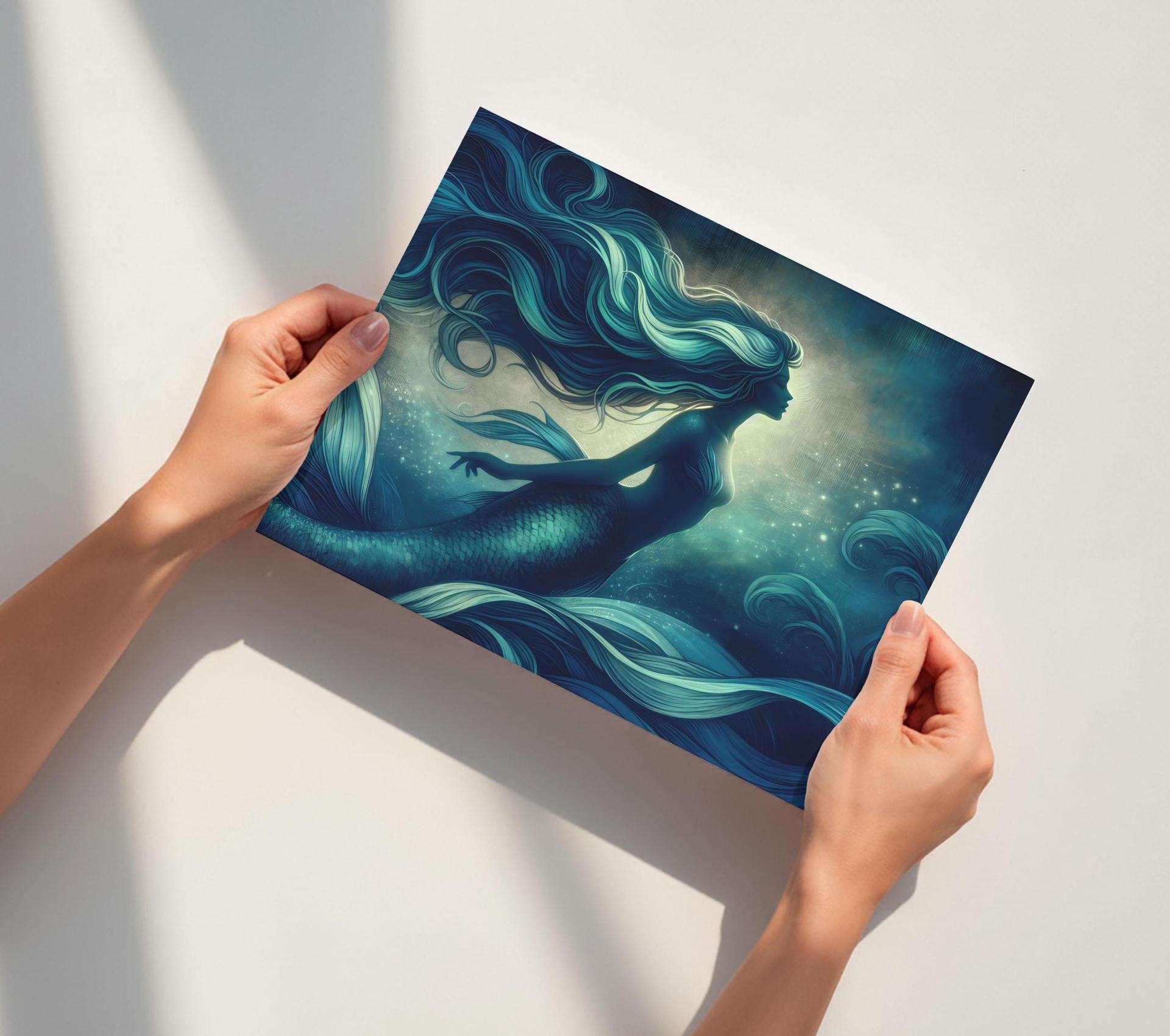 Mermaid Print - Framed or Unframed - Original Art - Print on Paper