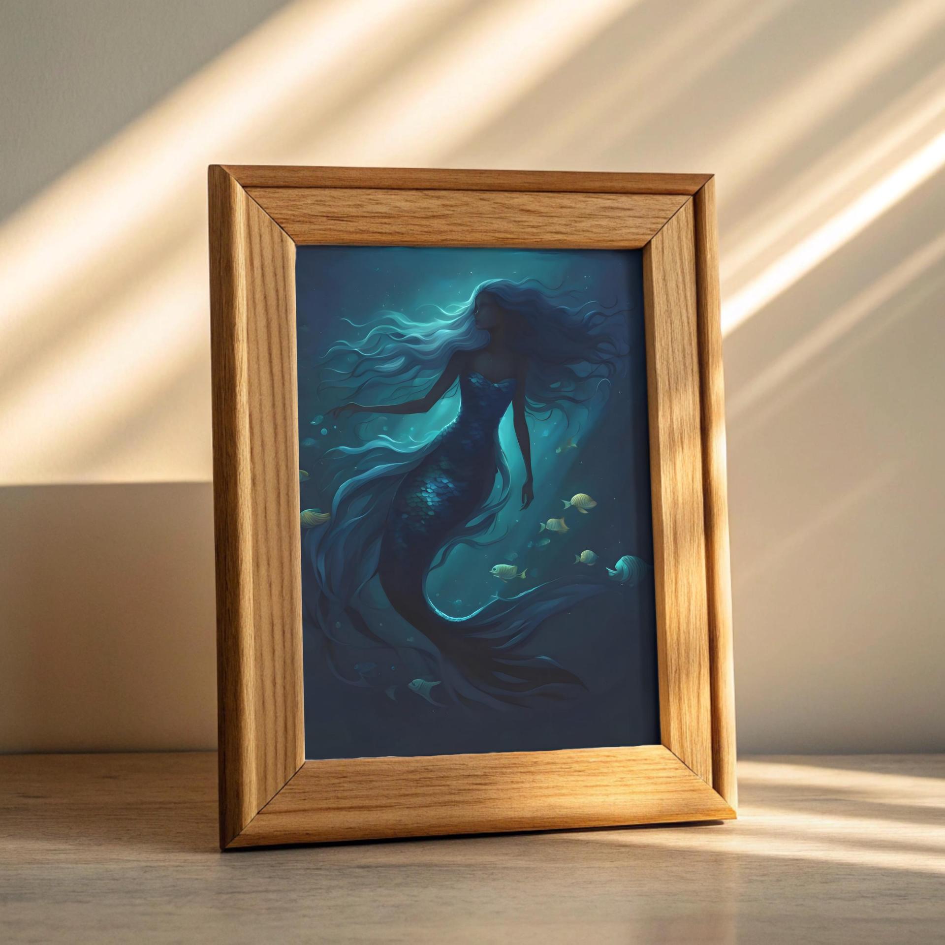 Mermaid Print - Framed or Unframed - Original Art - Print on Paper