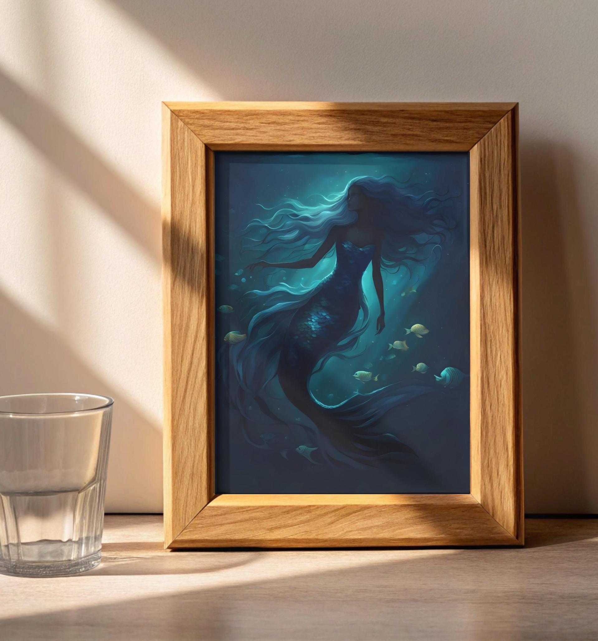 Mermaid Print - Framed or Unframed - Original Art - Print on Paper
