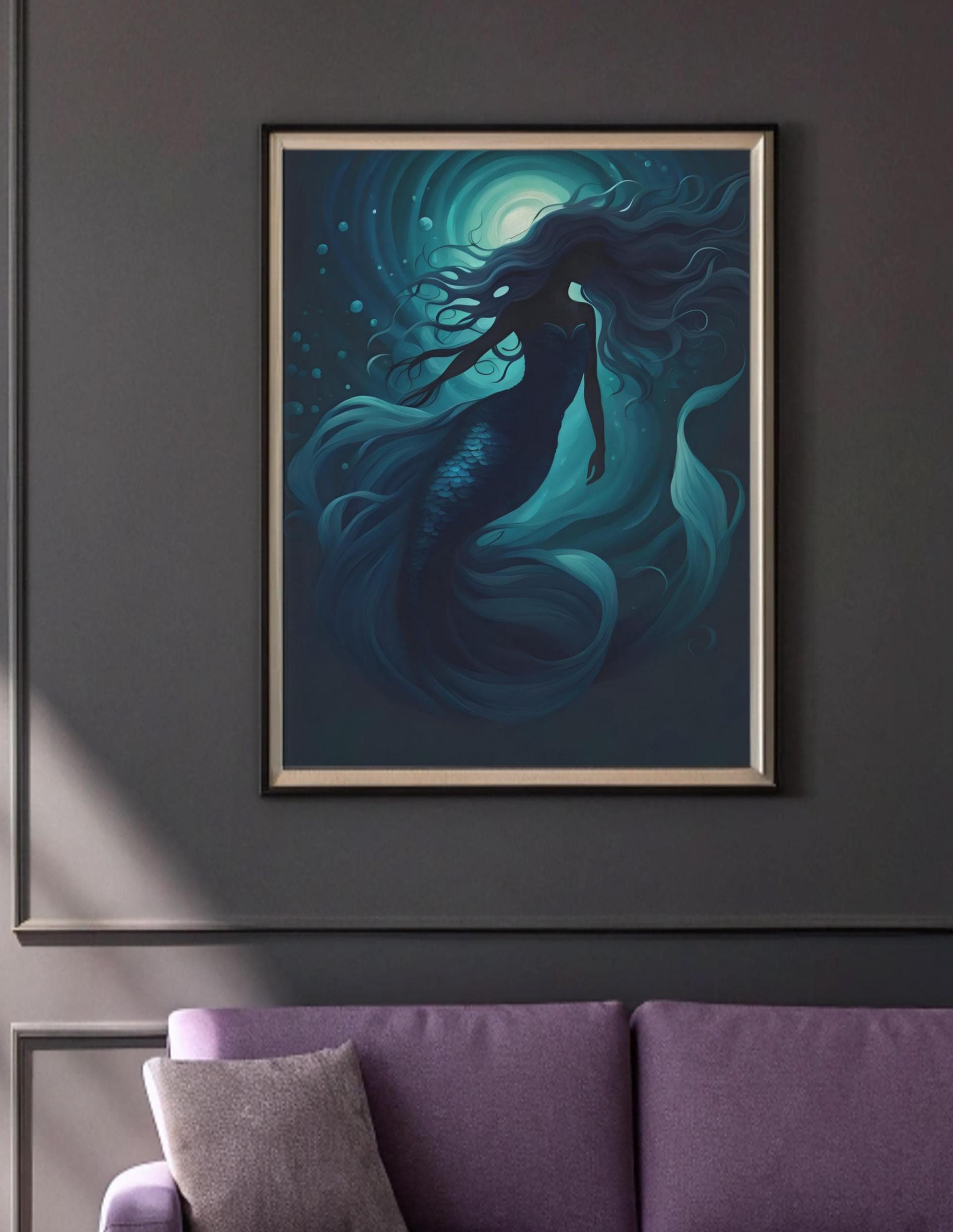 Mermaid Print - Framed or Unframed - Original Art - Print on Paper