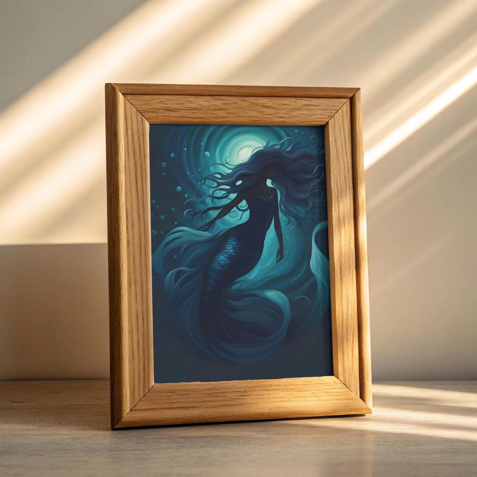 Mermaid Print - Framed or Unframed - Original Art - Print on Paper