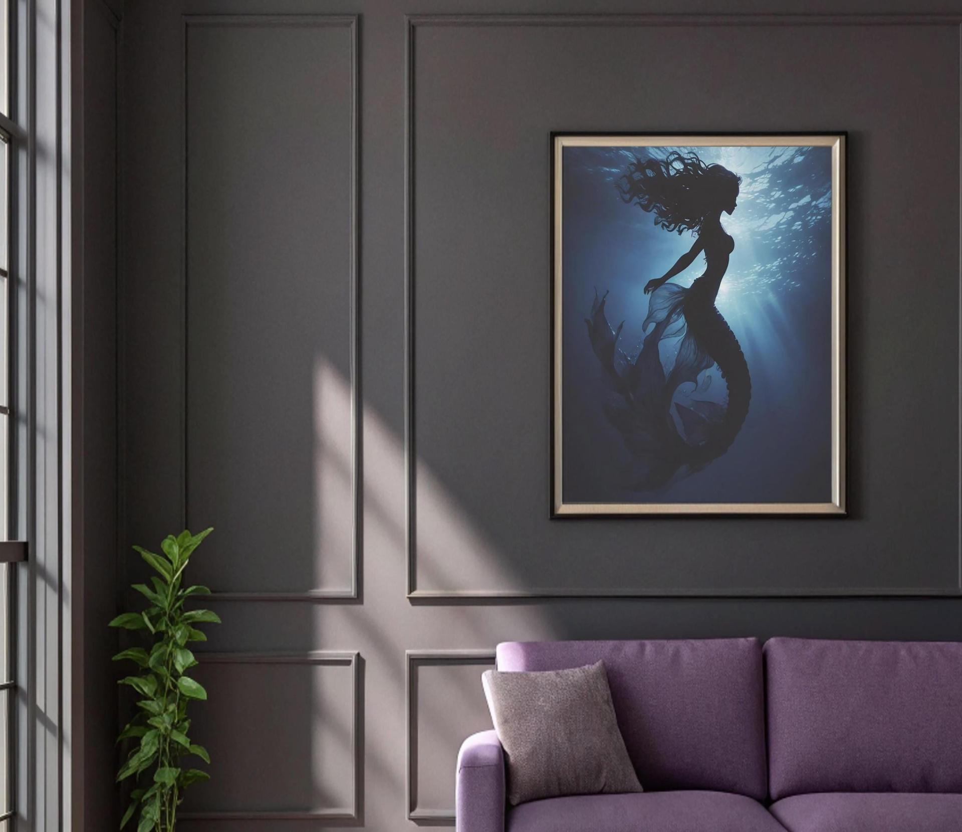 Mermaid Print - Framed or Unframed - Original Art - Print on Paper