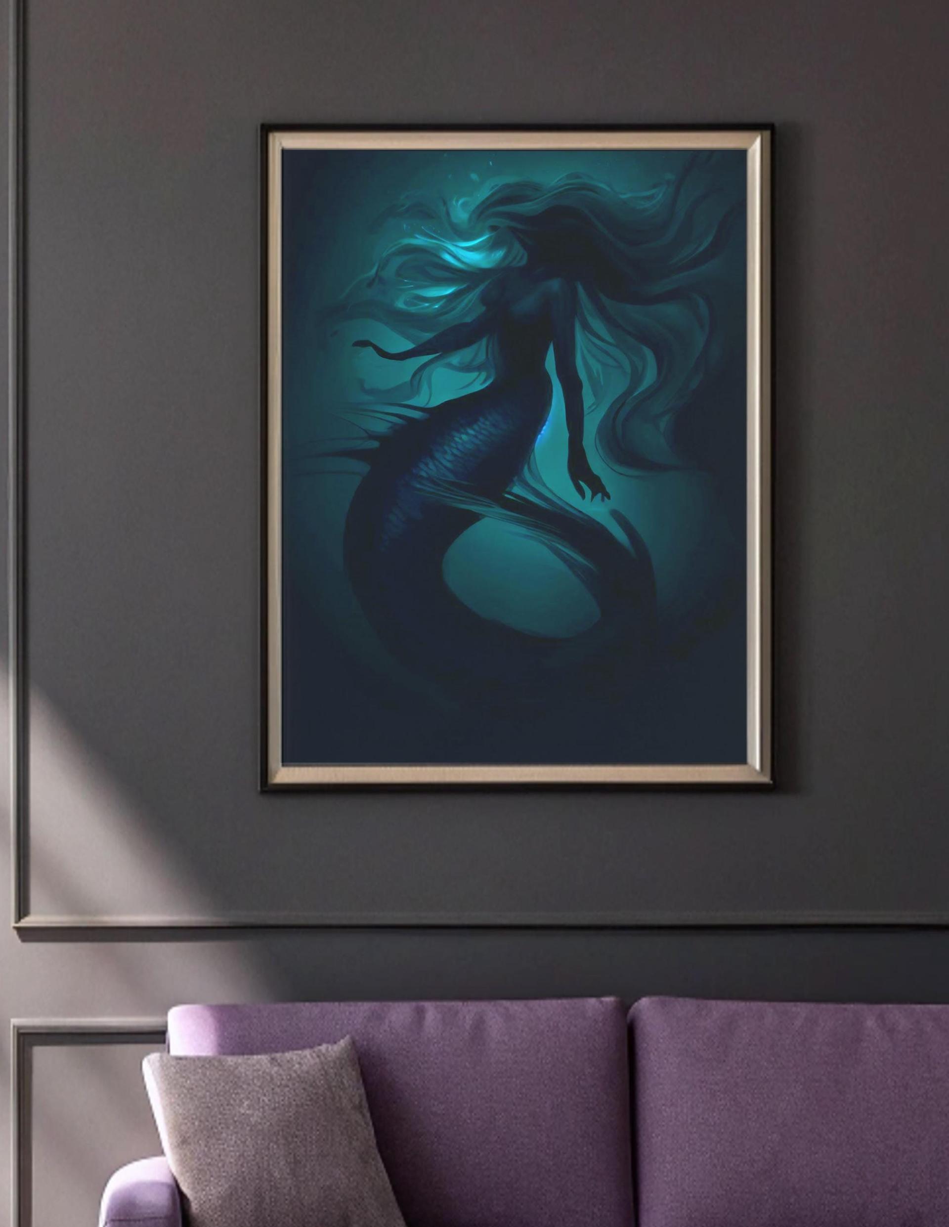 Mermaid Print - Framed or Unframed - Original Art - Print on Paper