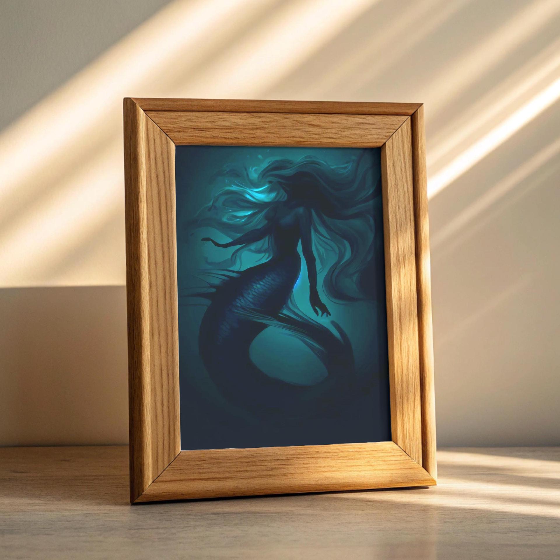 Mermaid Print - Framed or Unframed - Original Art - Print on Paper