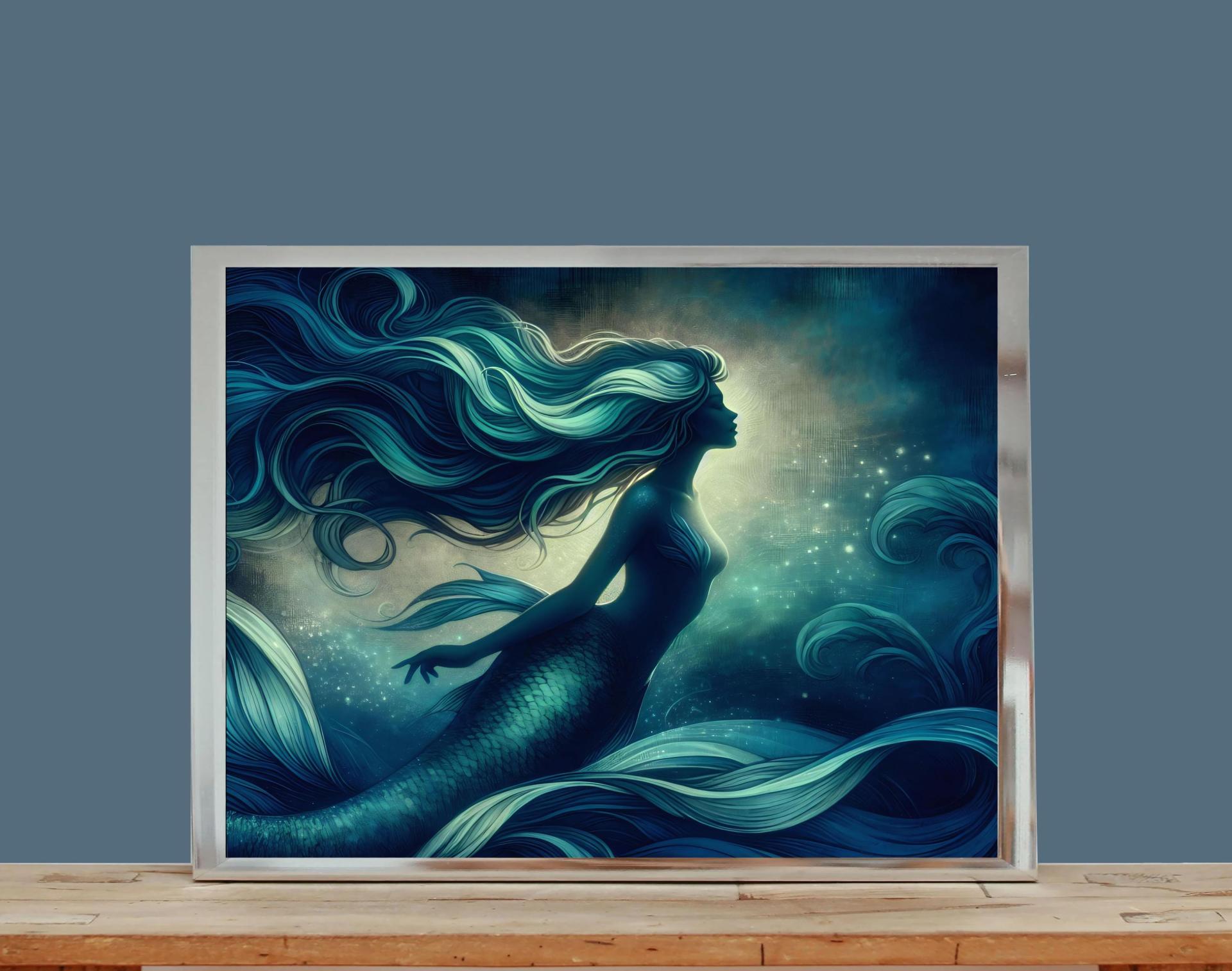 Mermaid Print - Framed or Unframed - Original Art - Print on Paper