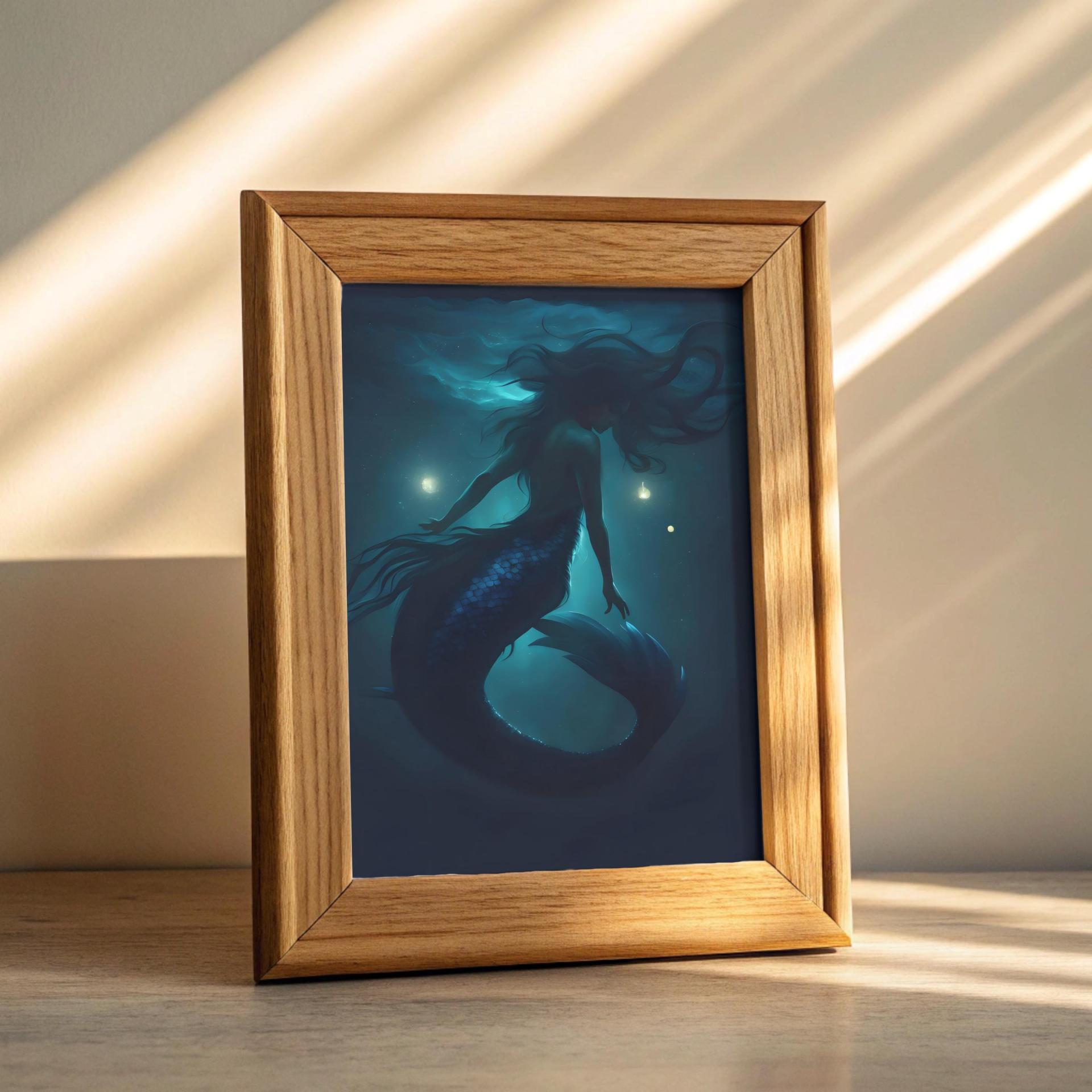 Mermaid Print - Framed or Unframed - Original Art - Print on Paper