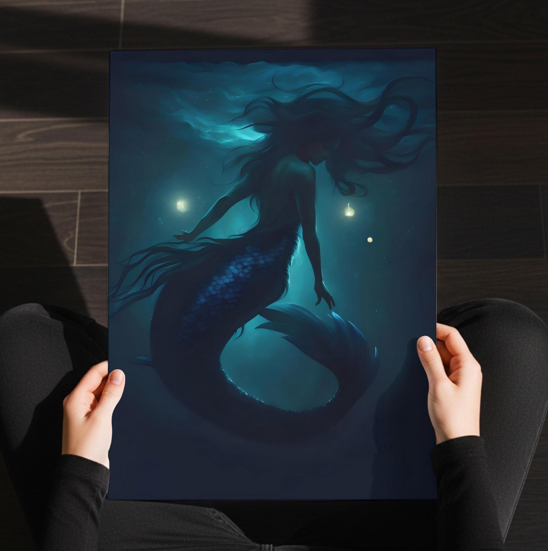 Mermaid Print - Framed or Unframed - Original Art - Print on Paper