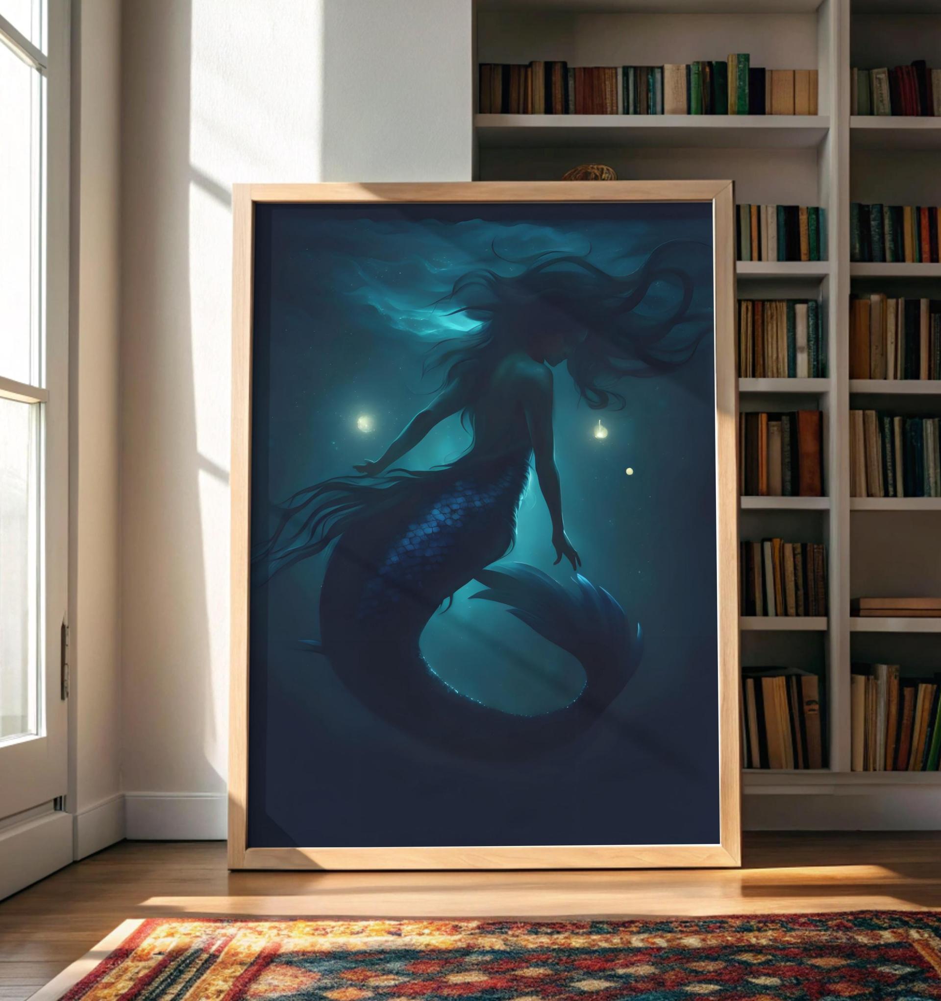 Mermaid Print - Framed or Unframed - Original Art - Print on Paper