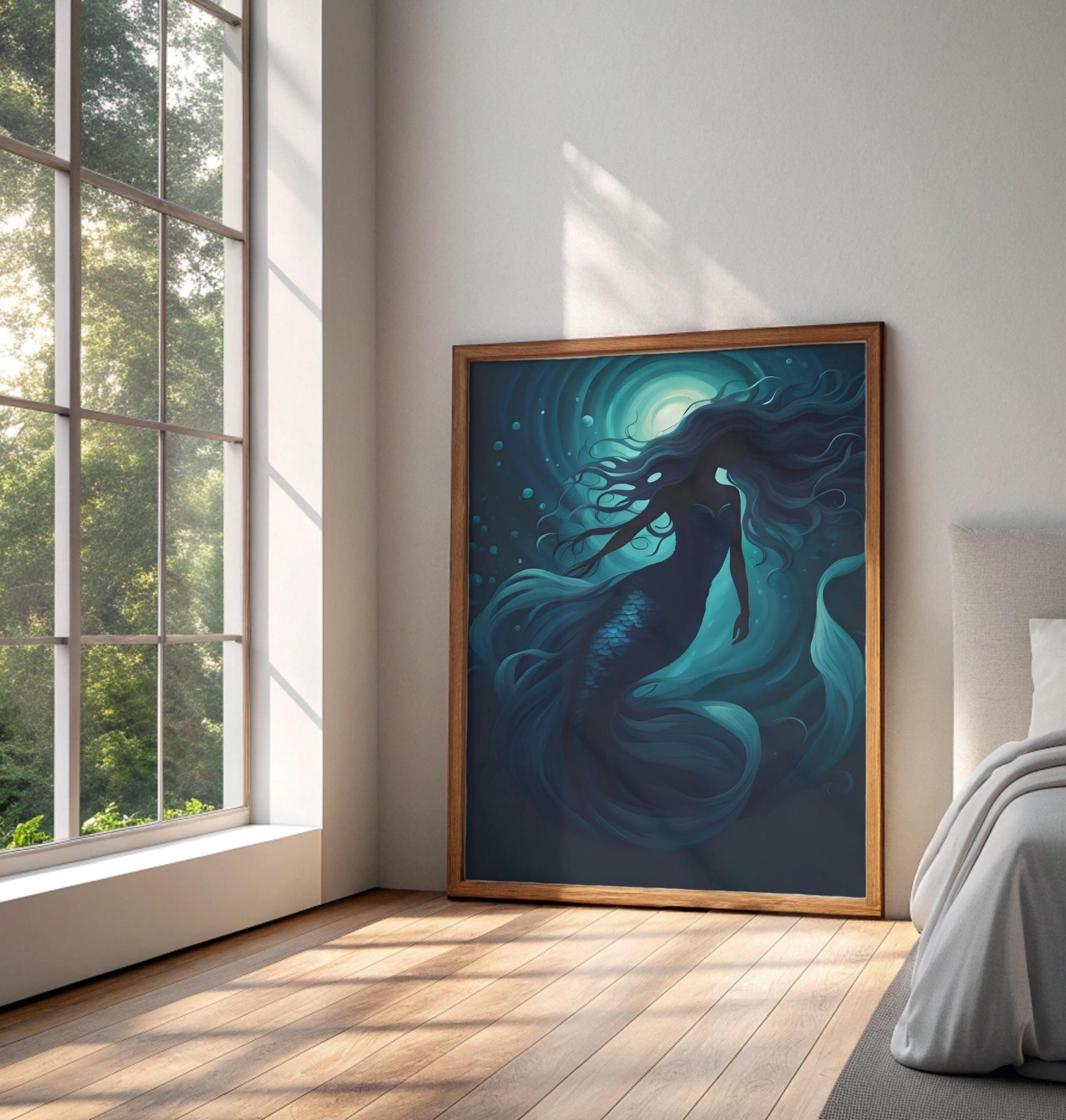 Mermaid Print - Framed or Unframed - Original Art - Print on Paper