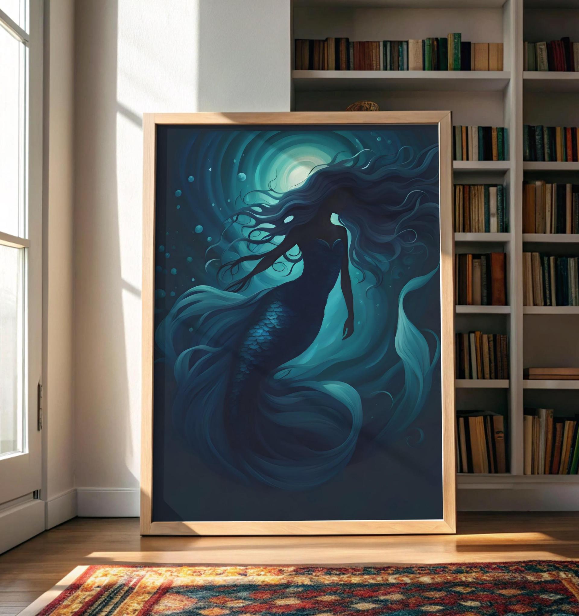 Mermaid Print - Framed or Unframed - Original Art - Print on Paper