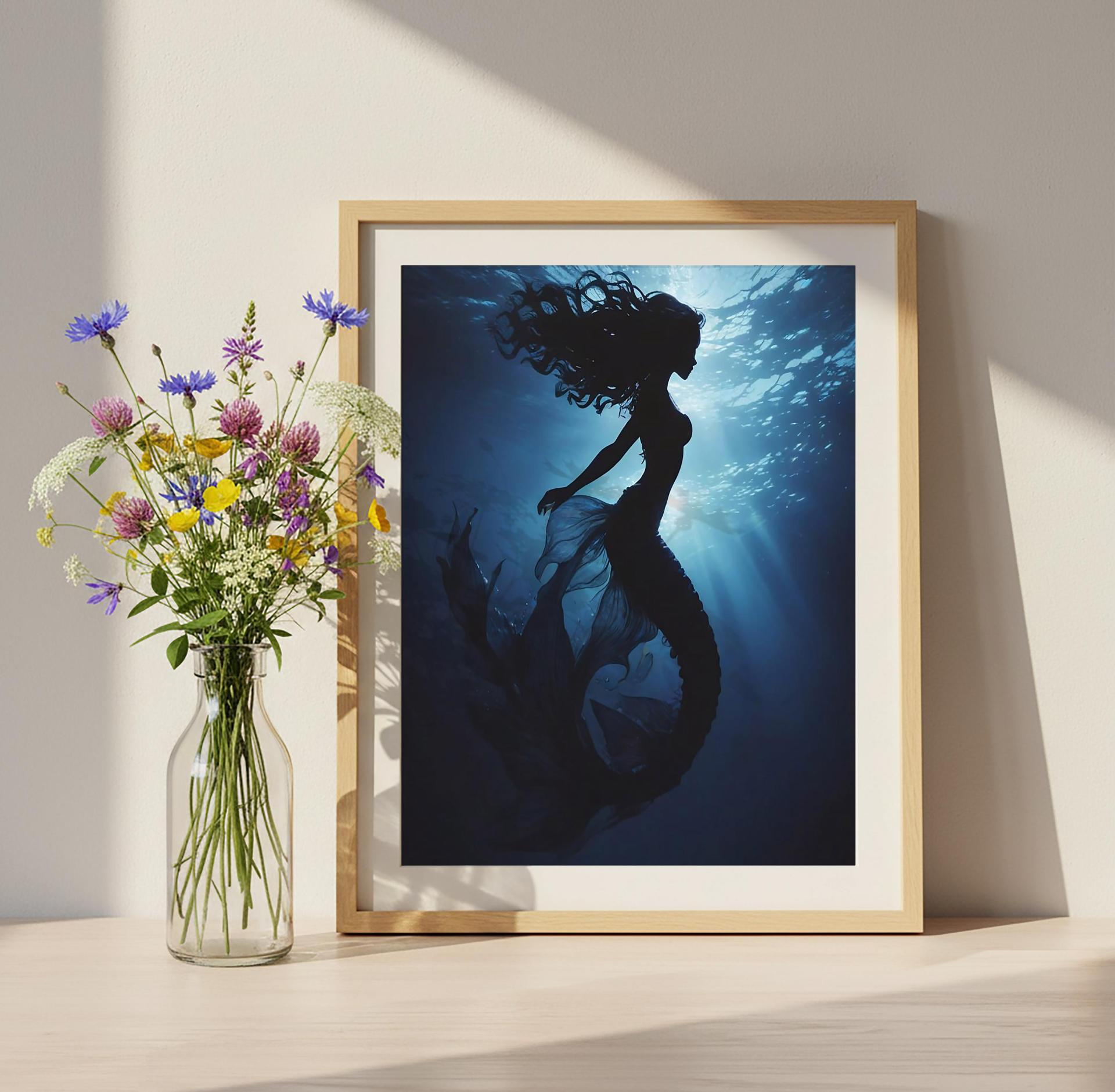Mermaid Print - Framed or Unframed - Original Art - Print on Paper