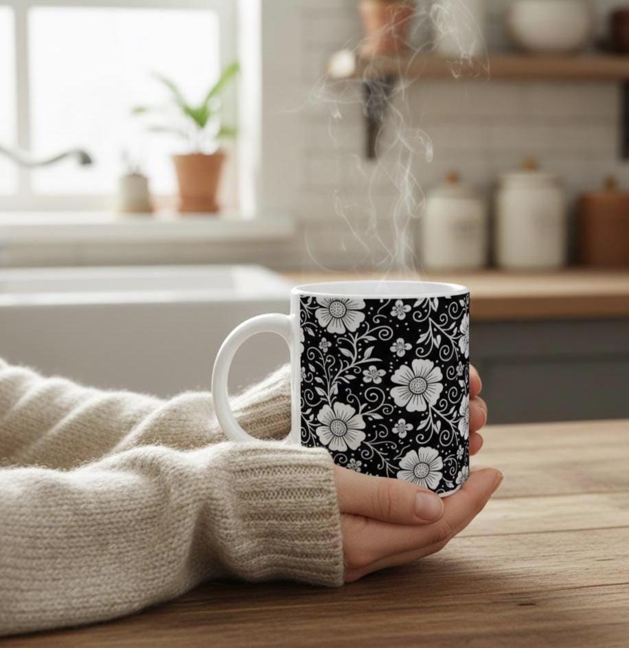 Floral Cups -  Large and Small Ceramic Mugs