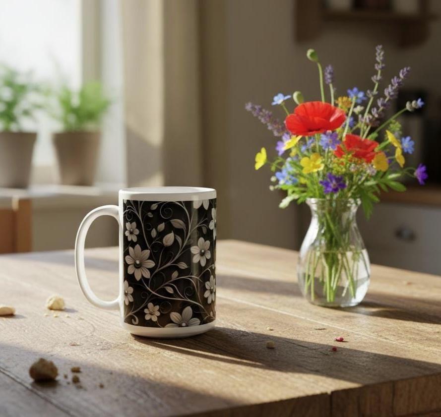 Floral Cups -  Large and Small Ceramic Mug