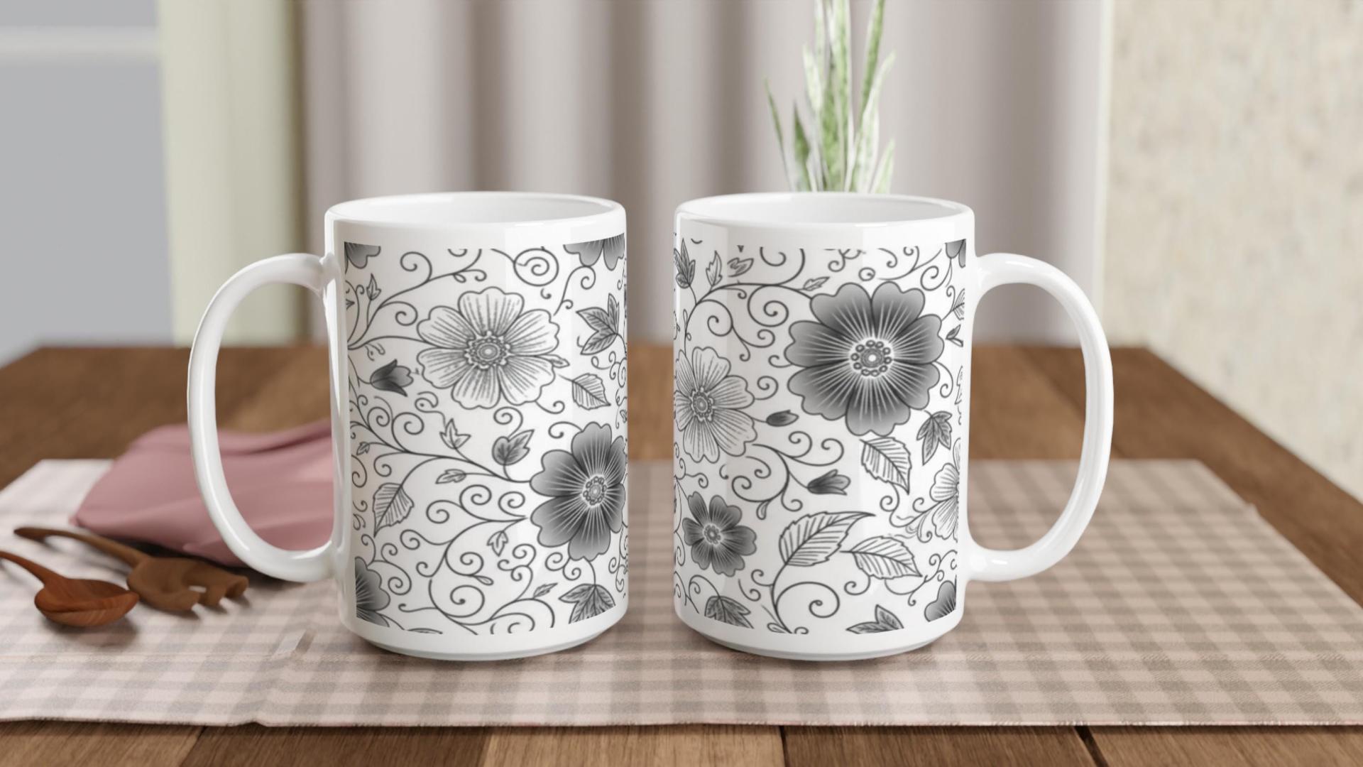 Floral Cups -  Large and Small Ceramic Mug