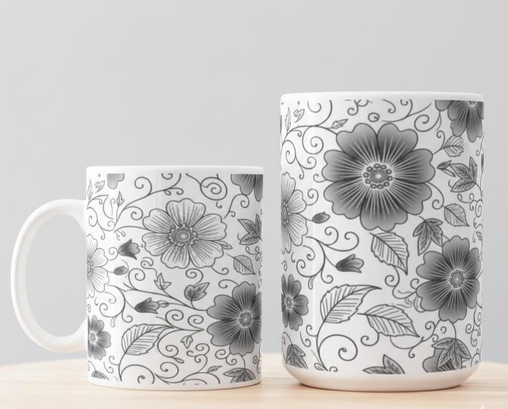 Floral Cups -  Large and Small Ceramic Mug