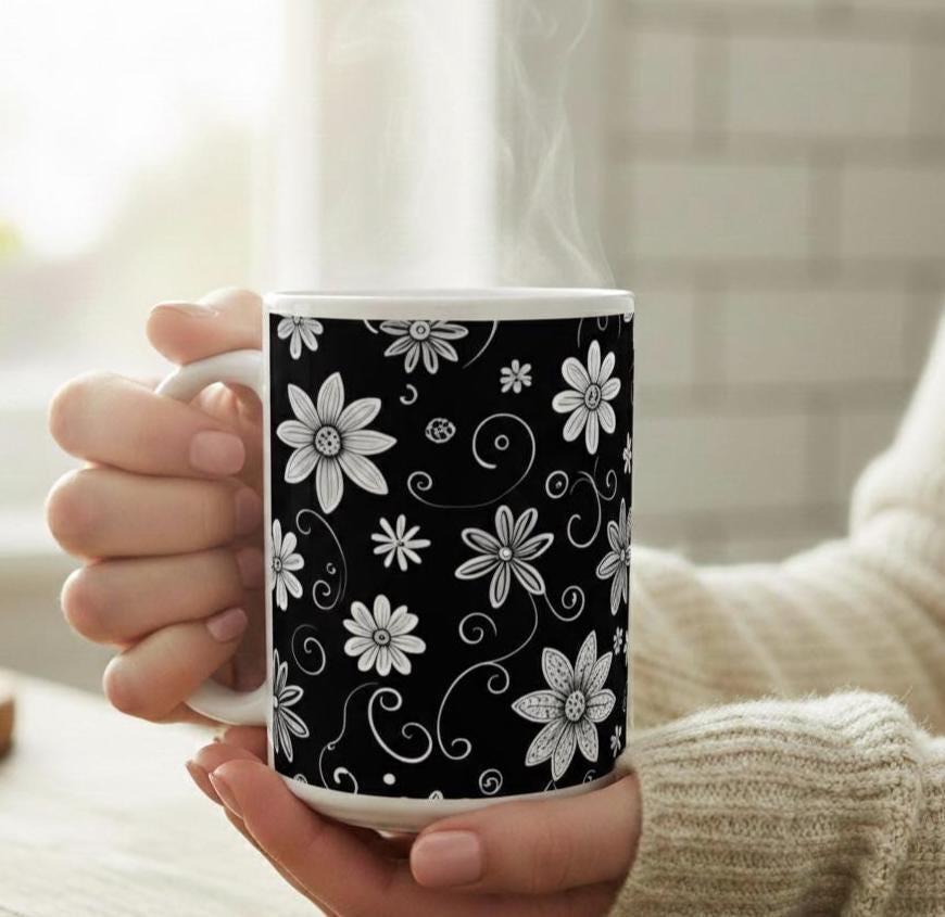 Floral Cups -  Large and Small Ceramic Mugs