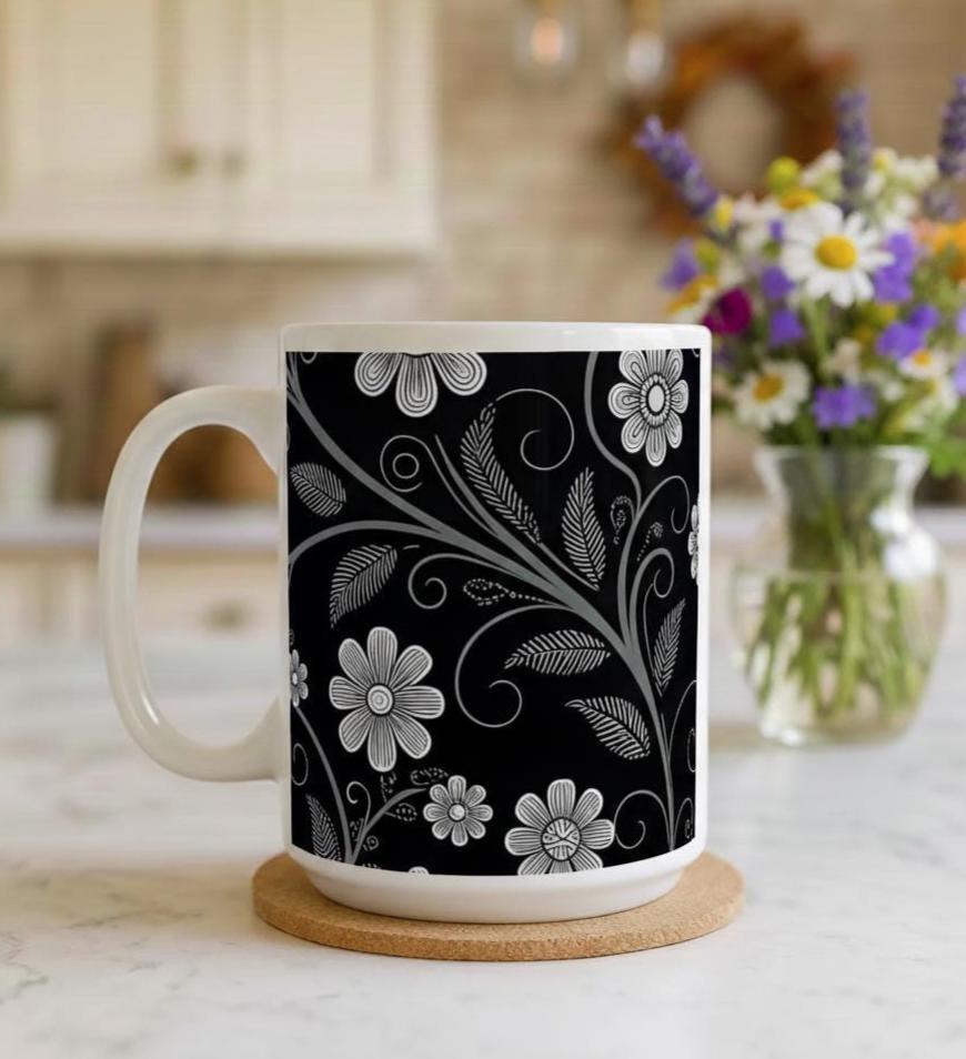 Dark Floral - Small and Large Ceramic Mugs