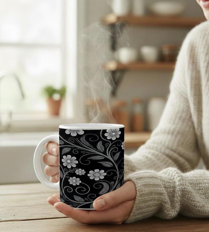 Dark Floral - Small and Large Ceramic Mugs