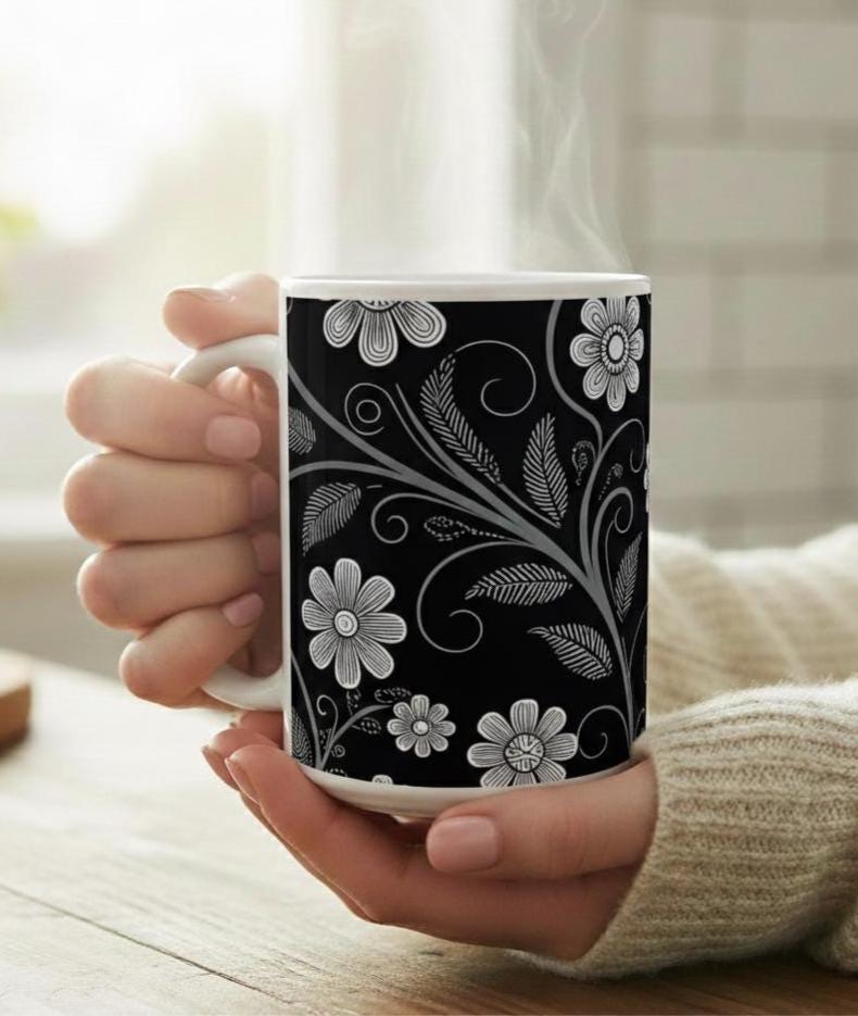 Dark Floral - Small and Large Ceramic Mugs