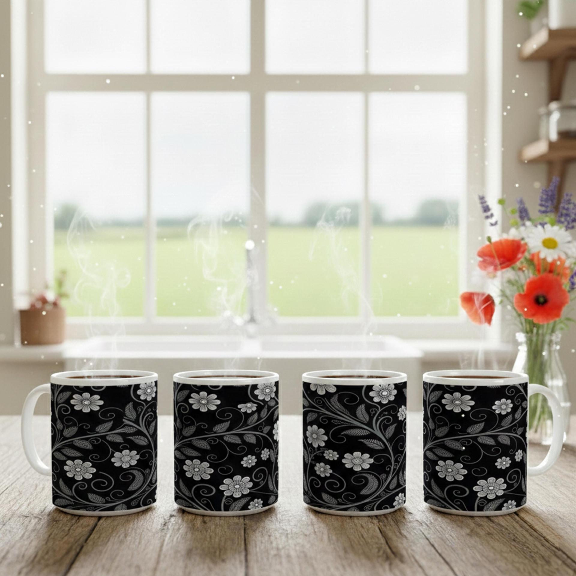 Dark Floral - Small and Large Ceramic Mugs