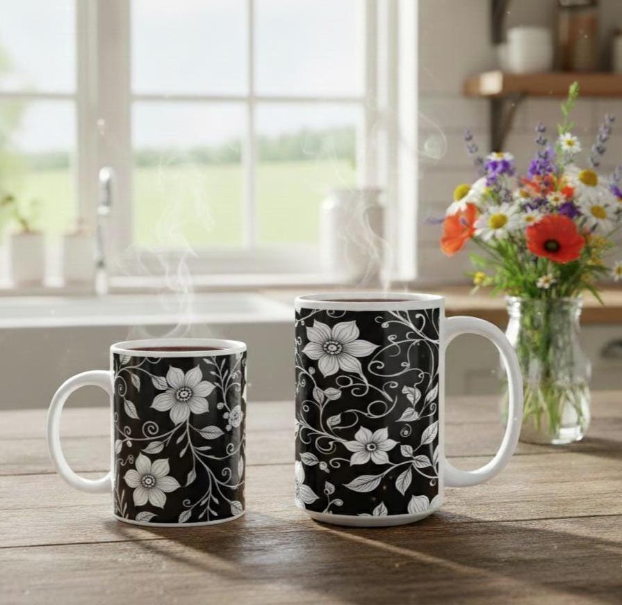 Floral Cups -  Large and Small Ceramic Mug