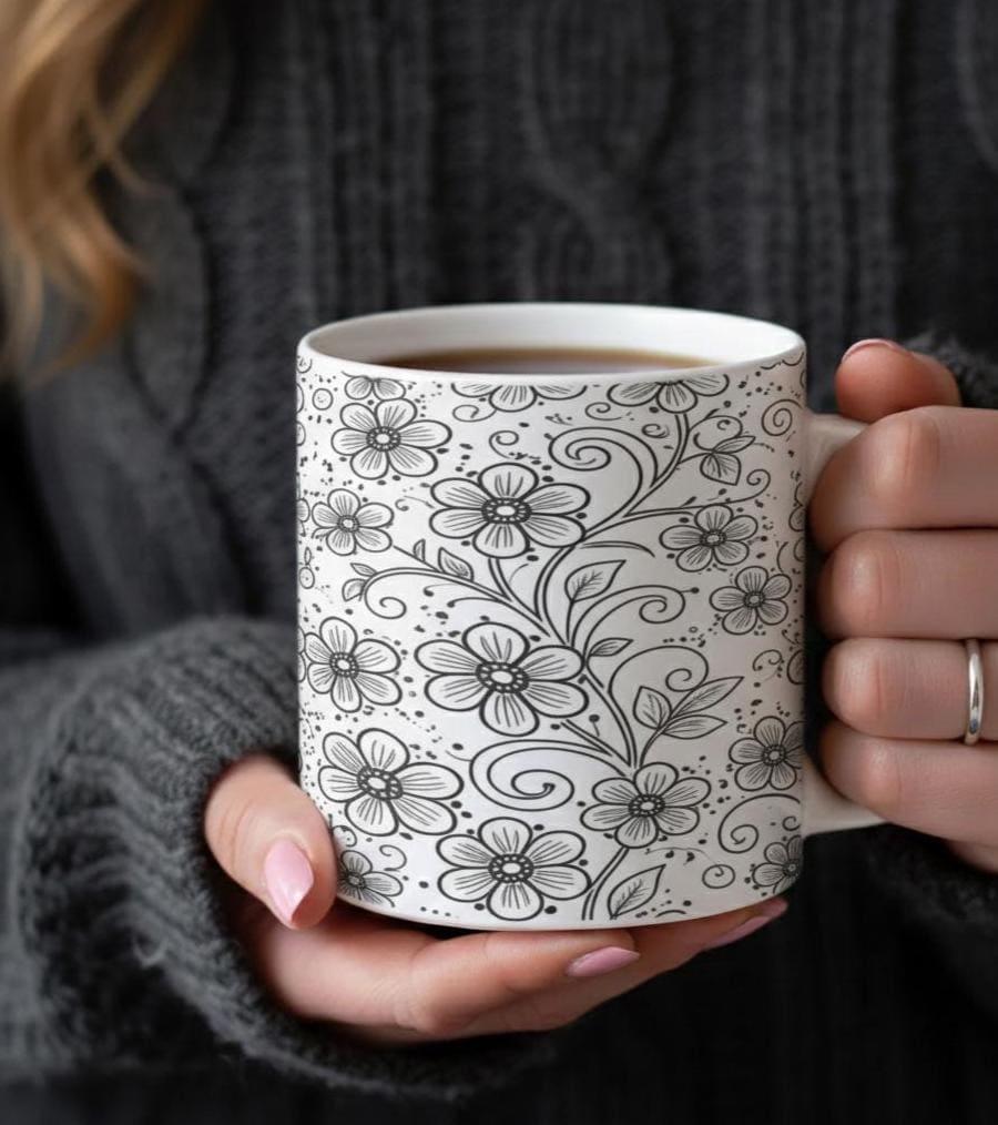 Floral Cups -  Large and Small Ceramic Mug