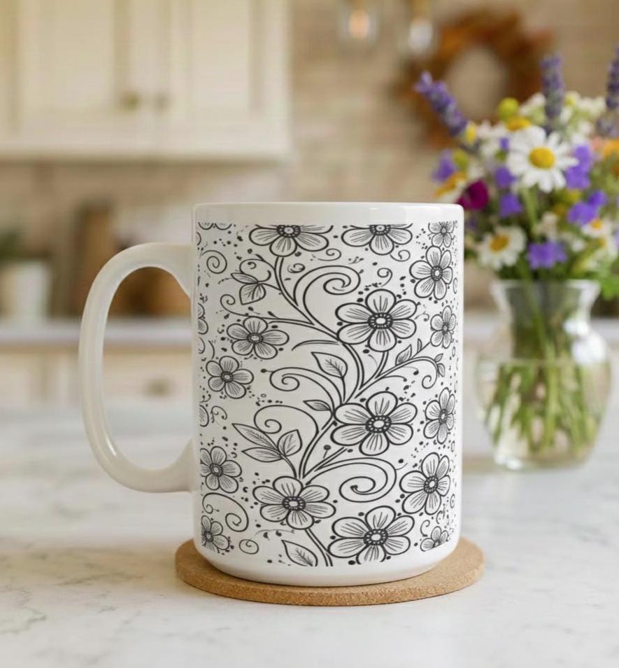 Floral Cups -  Large and Small Ceramic Mug