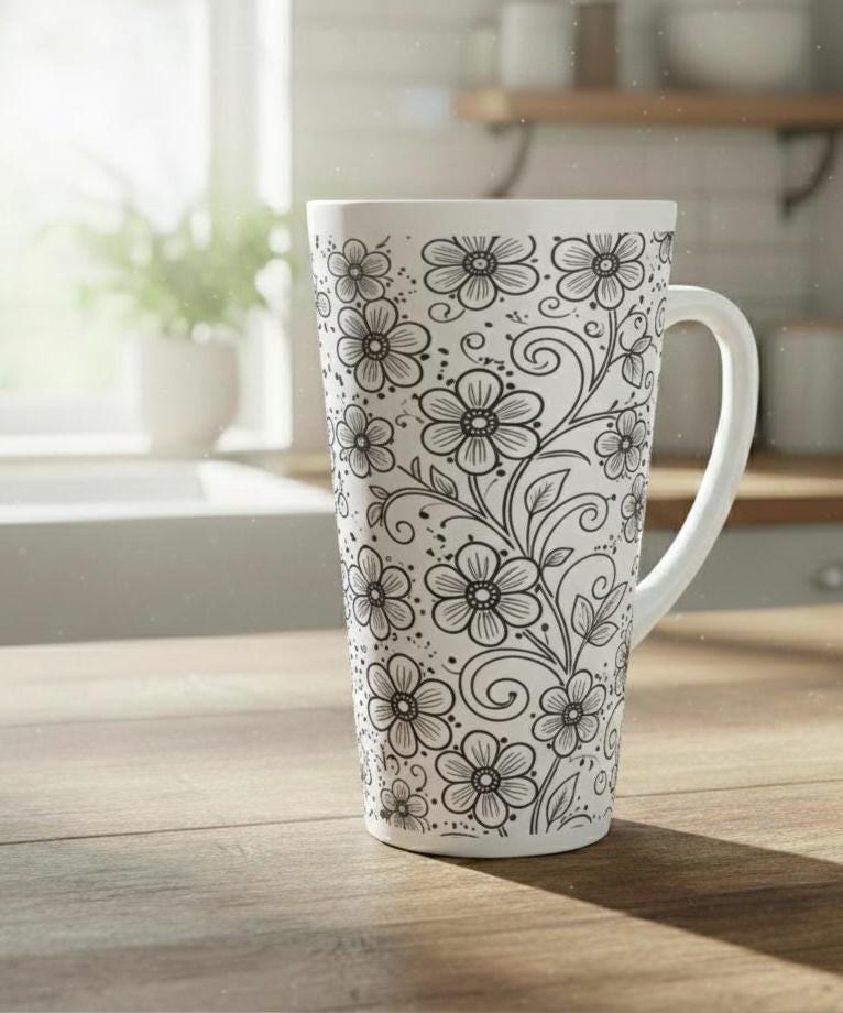 Latte 17oz Ceramic Mug - Coffee or Tea Cup, Extra Tall