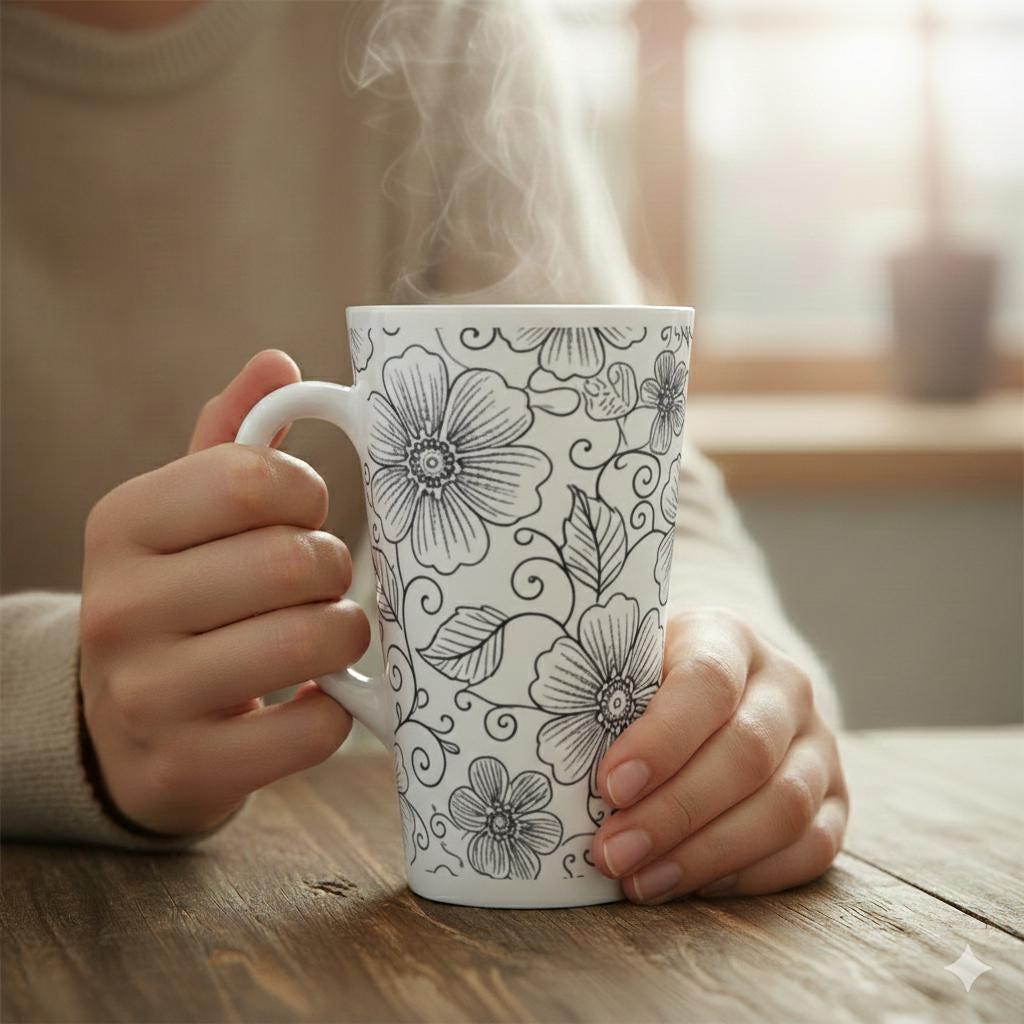 Latte 17oz Ceramic Mug - Coffee or Tea Cup, Extra Tall