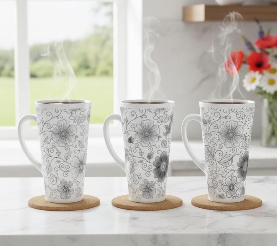 Latte 17oz Ceramic Mug - Coffee or Tea Cup, Extra Tall