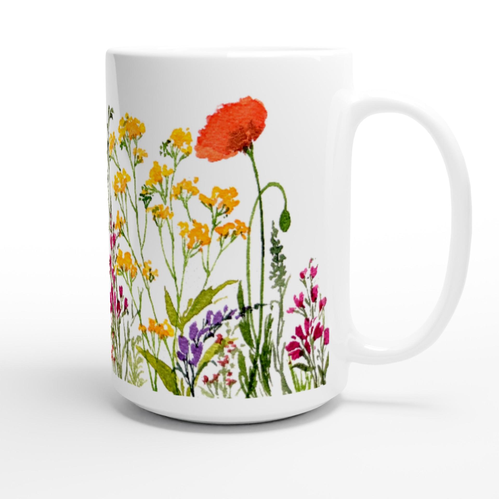 Set of Big Mugs, Floral Cup Set, 15 oz
