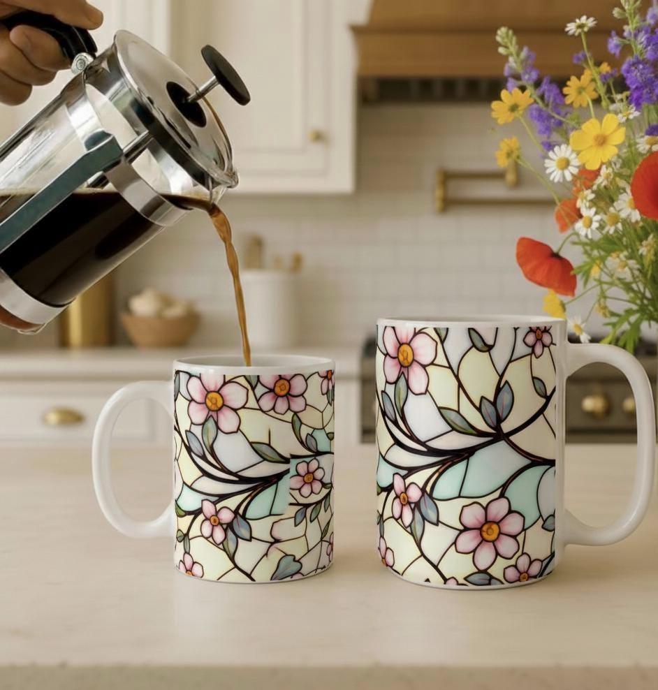 Floral Cups -  Large and Small Ceramic Mug