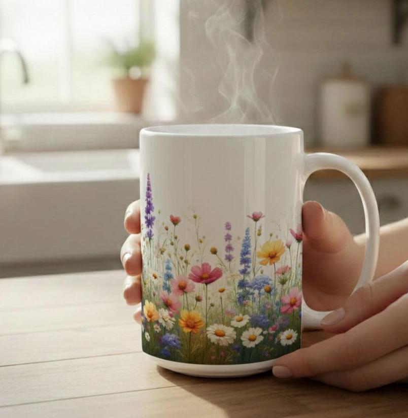 Floral Cups -  Large and Small Ceramic Mugs