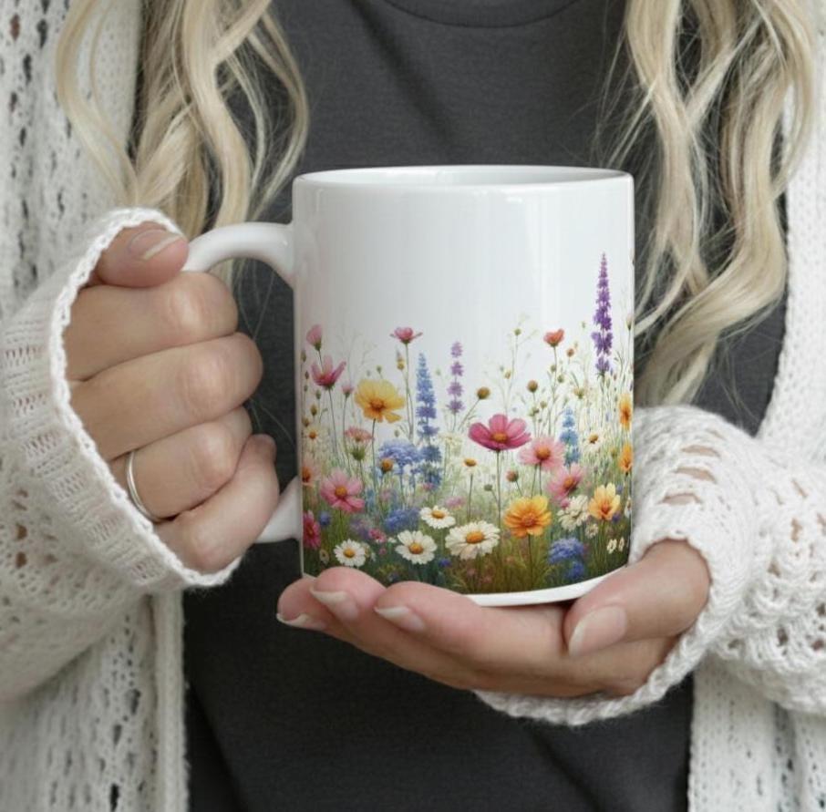 Floral Cups -  Large and Small Ceramic Mugs