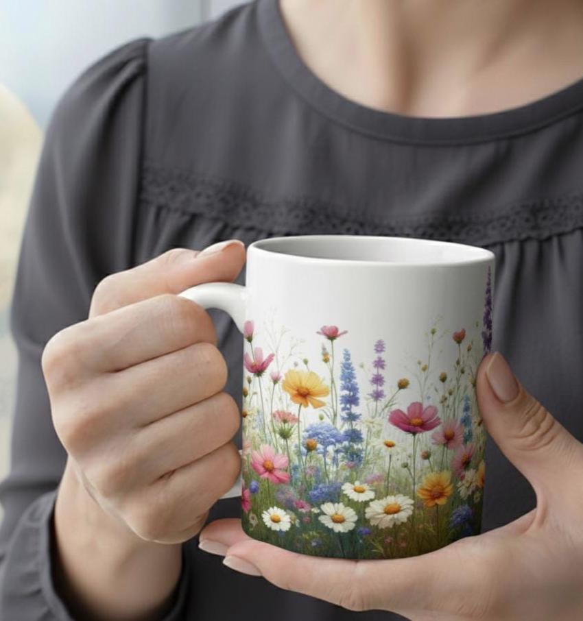 Floral Cups -  Large and Small Ceramic Mugs