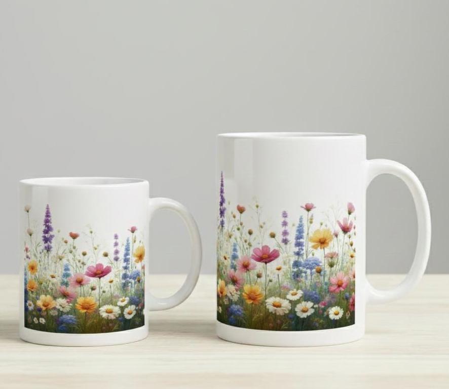 Floral Cups -  Large and Small Ceramic Mugs