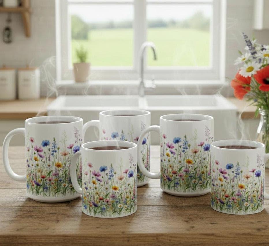 Floral Cups -  Large and Small Ceramic Mugs
