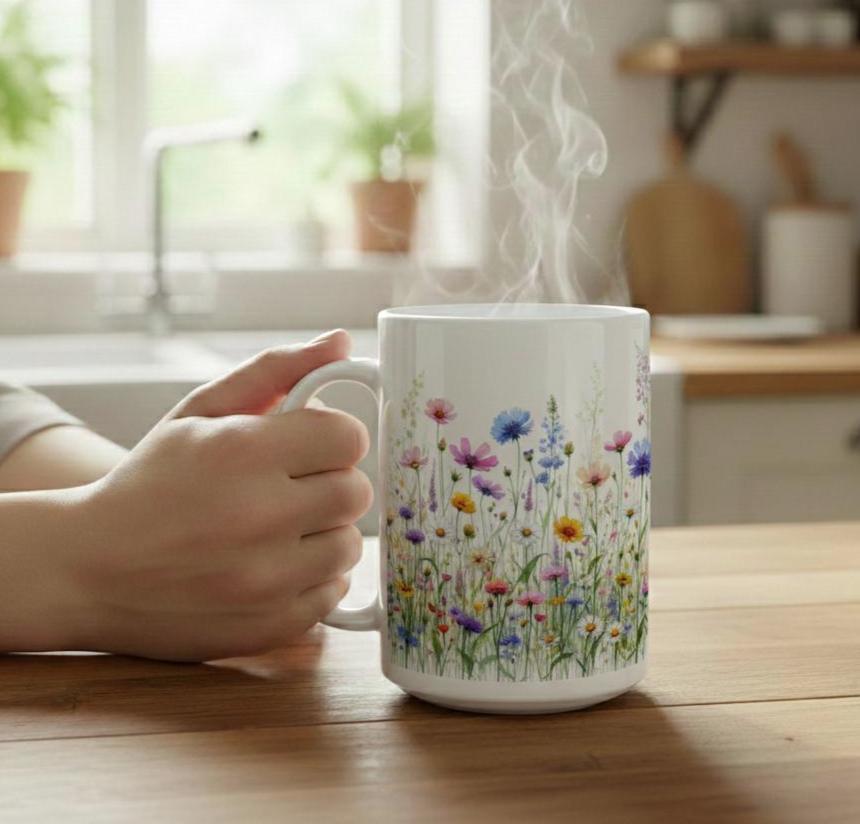 Floral Cups -  Large and Small Ceramic Mugs
