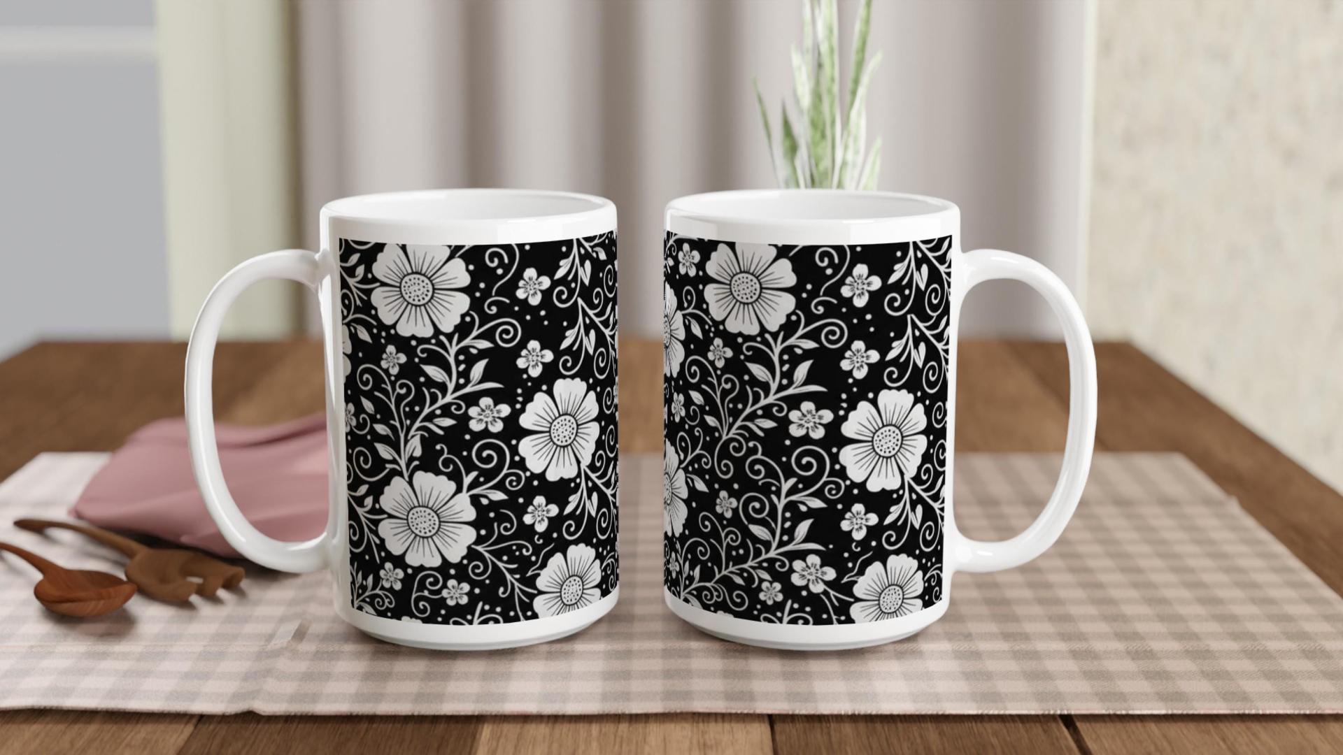 Floral Cups -  Large and Small Ceramic Mugs