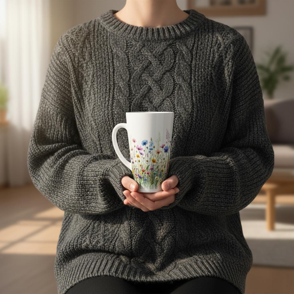 Latte 17oz Ceramic Mug - Coffee or Tea Cup, Extra Tall