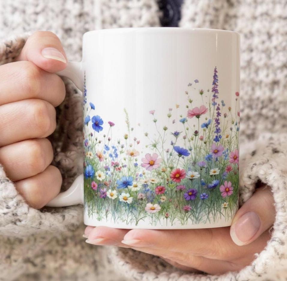 Floral Cups -  Large and Small Ceramic Mugs