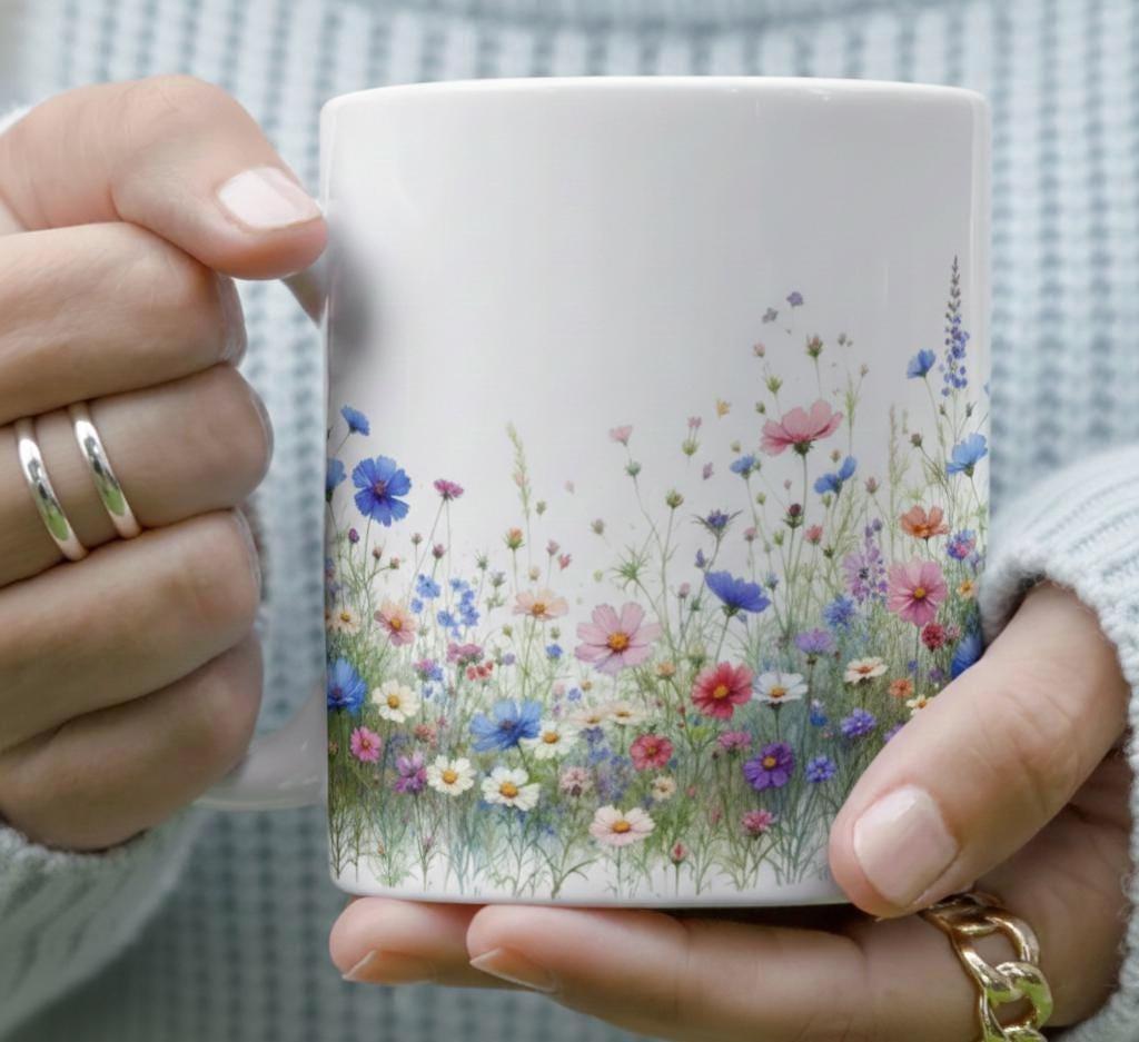 Floral Cups -  Large and Small Ceramic Mugs