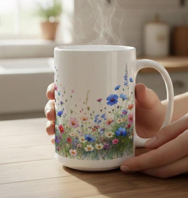 Floral Cups -  Large and Small Ceramic Mugs