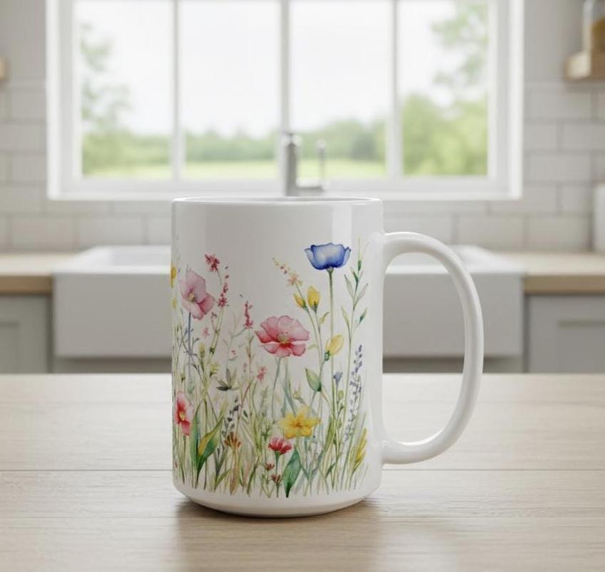 Floral Cups -  Large and Small Ceramic Mugs