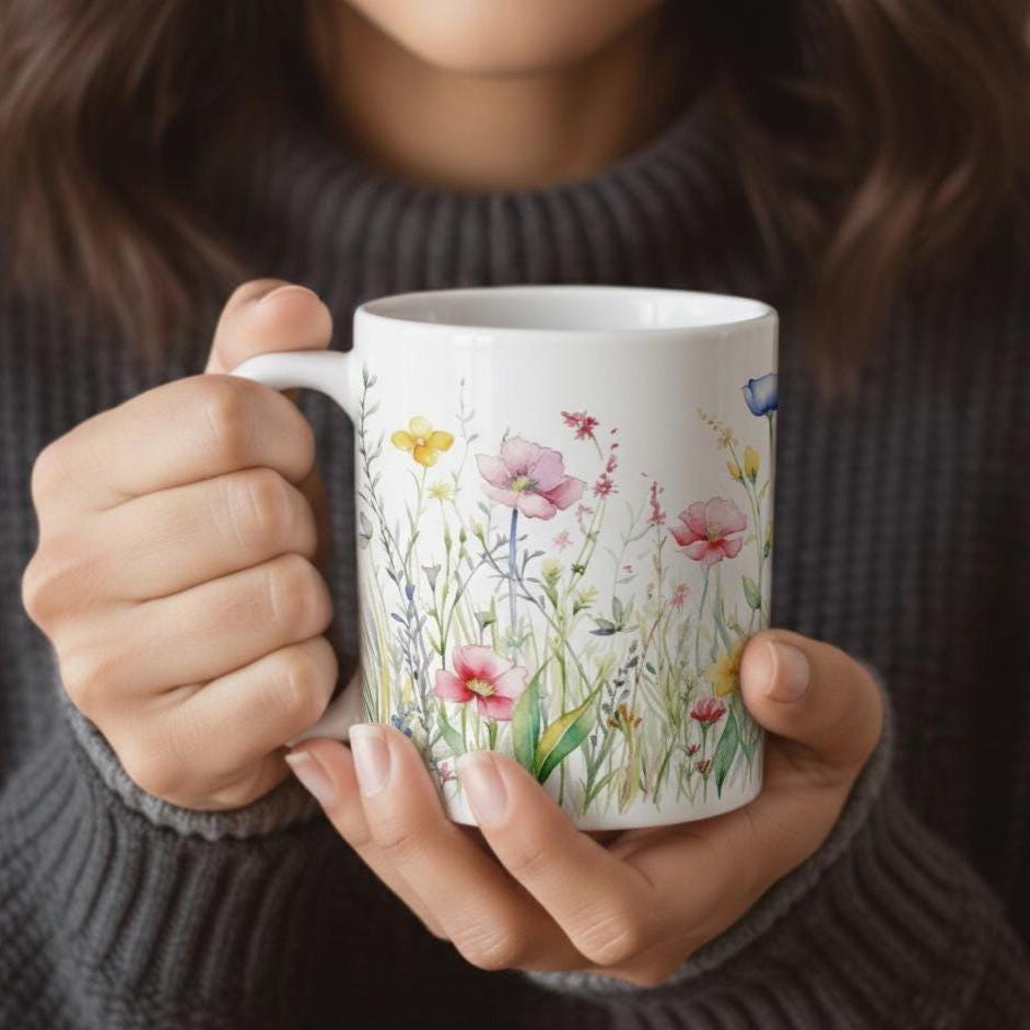 Floral Cups -  Large and Small Ceramic Mugs