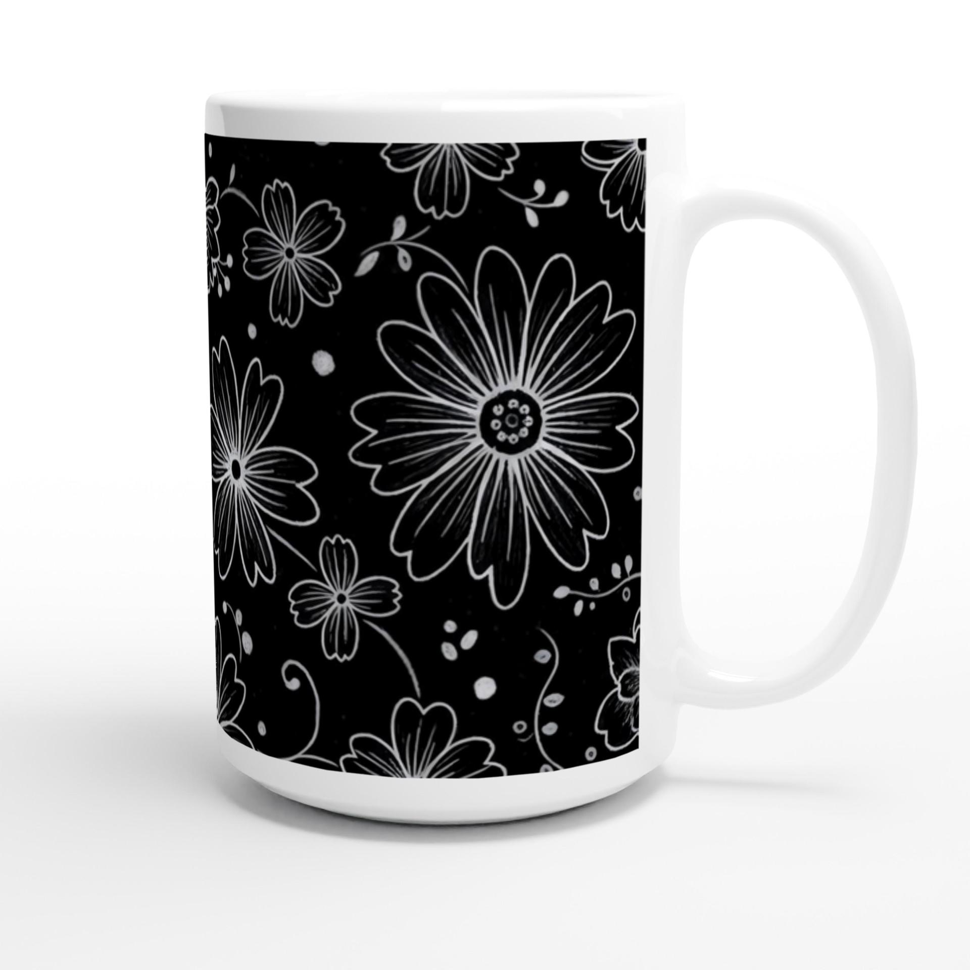 Set of Big Mugs, Floral Cup Set, Large 15 oz Matching Cups